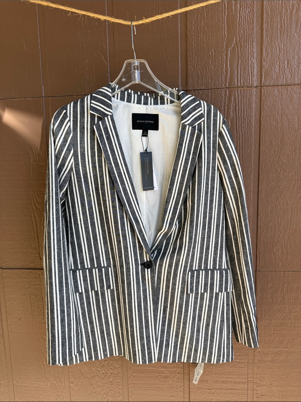 Banana Republic NWT Black and White Vertical Stripe Blazer